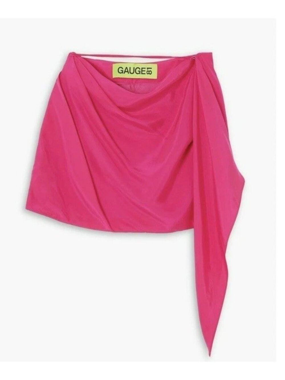 GAUGE81 Pink Draped Mini Skirt Silk Satin Size M Asymmetric NWT Designer